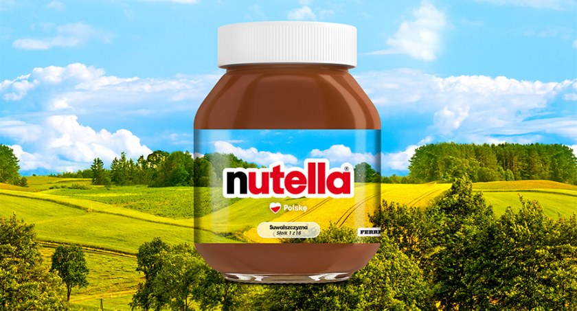 Zdjęcie produktu ze zdjęciem krajobrazu Suwalszczyzny na etykiecie