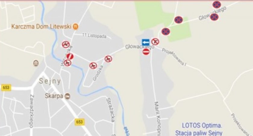 Zdjęcie fragmentu mapy północno-wschodniej części Sejn